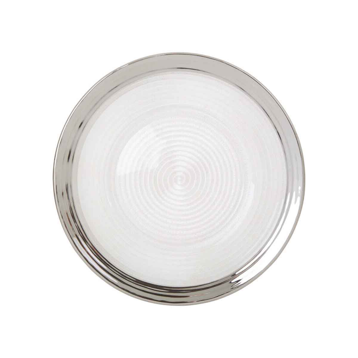 Ida 27cm Embossed Dinner Plate With Silver Rim