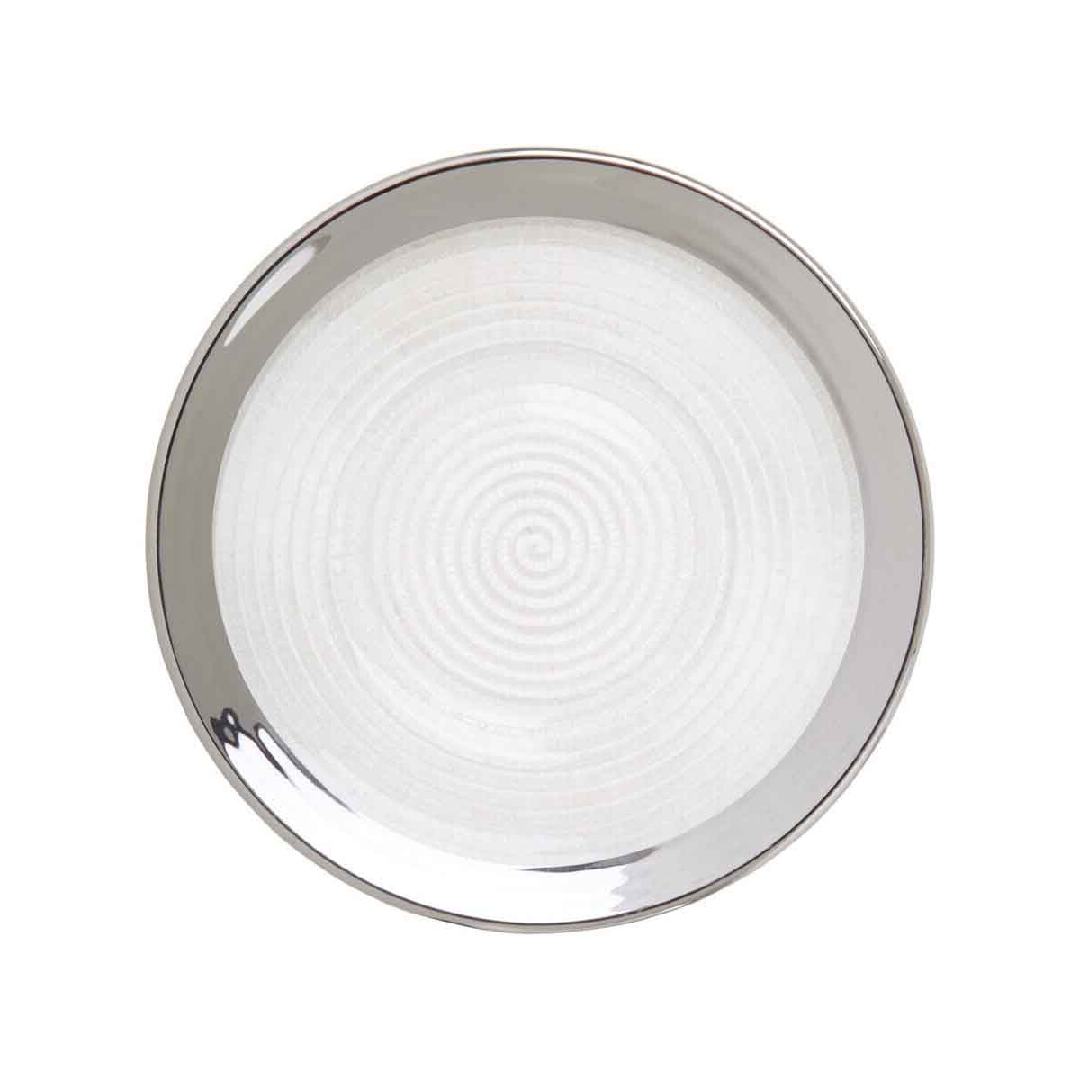 Ida 21cm Embossed Side Plate With Silver Rim