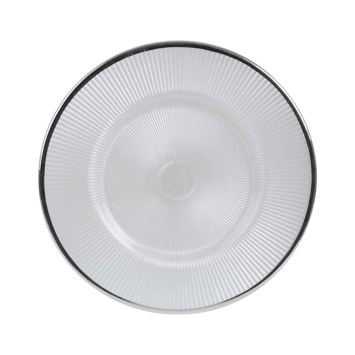 Ida 27cm Embossed White Glass Dinner Plate