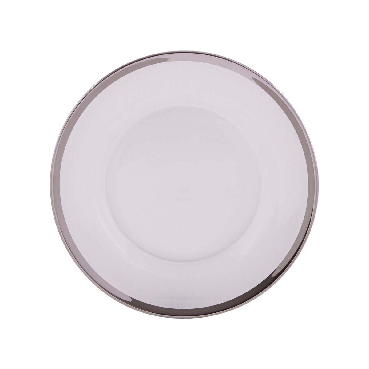 Ida 27cm Plain Dinner Plate With Silver Rim