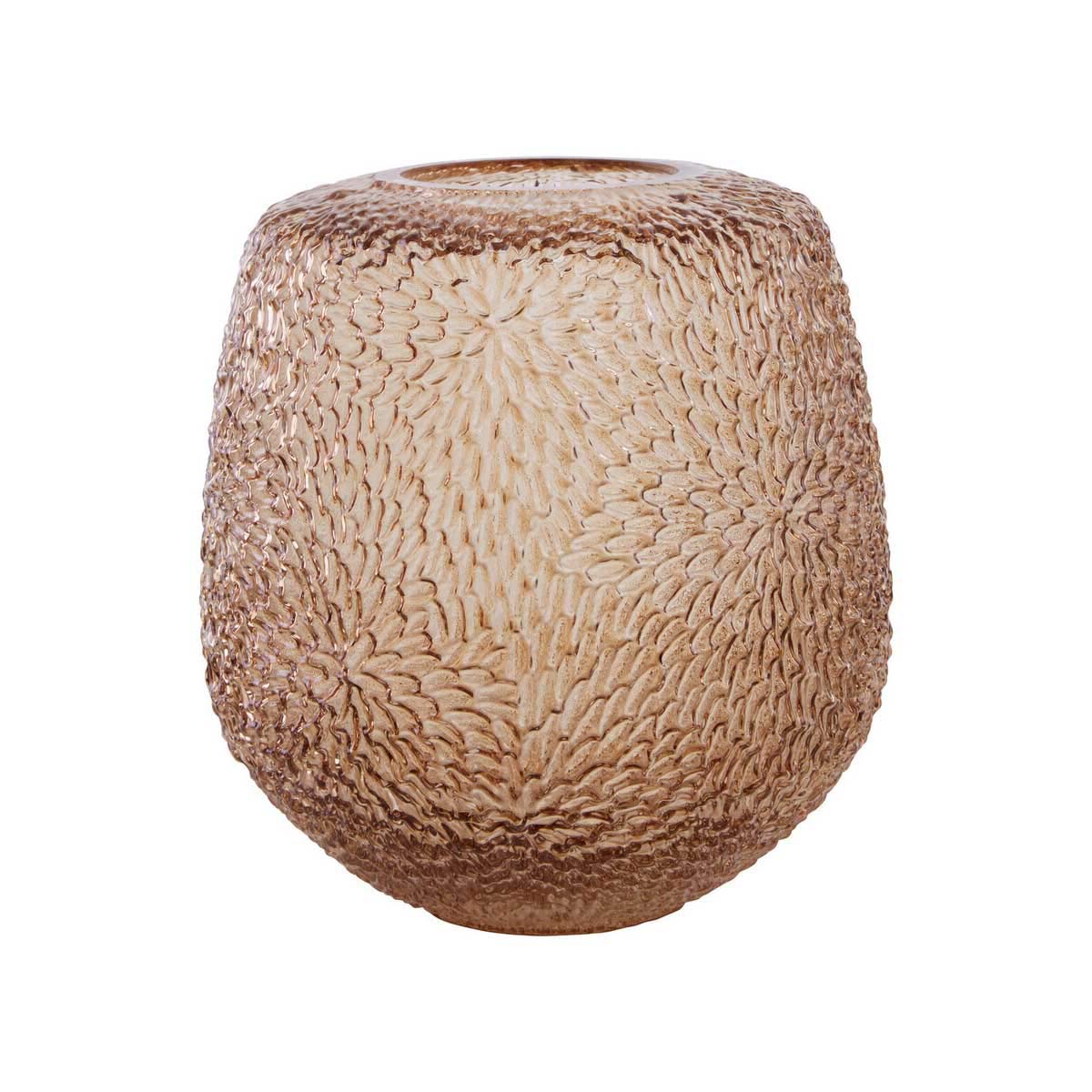 Colbie Medium Embossed Amber Glass Vase