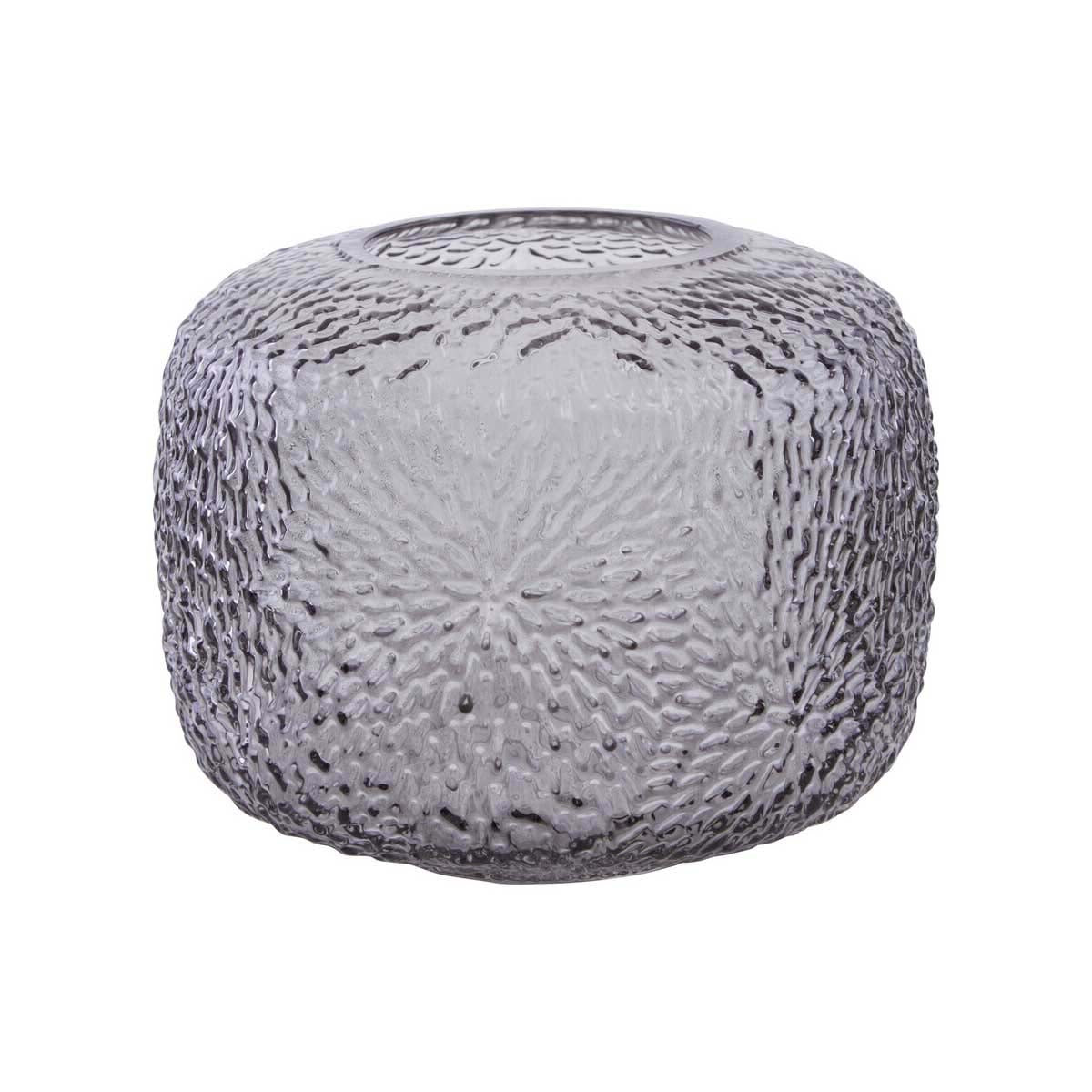 Colbie Small Embossed Grey Glass Vase