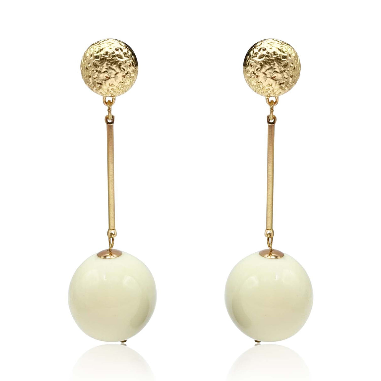Ivory and Gold Ball Drop Earrings