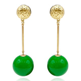Green and Gold Ball Drop Earrings