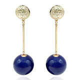 Navy and Gold Ball Drop Earrings