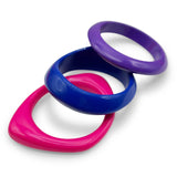 Purple and Navy and Fuschia Three Piece Resin Bangle Set
