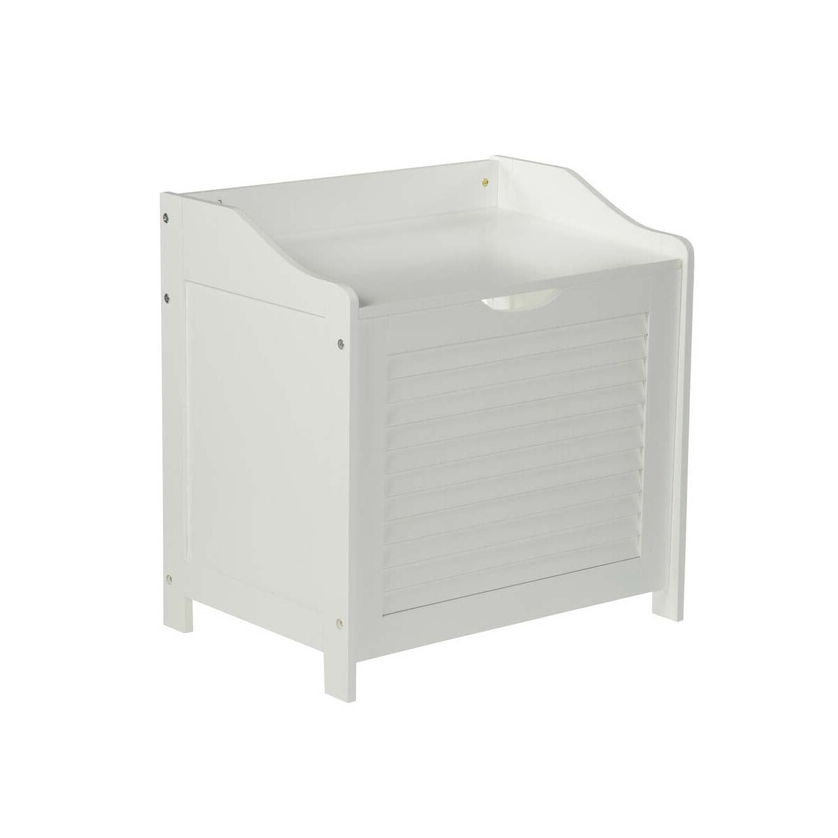 Shutter White Wood Laundry Storage Cabinet