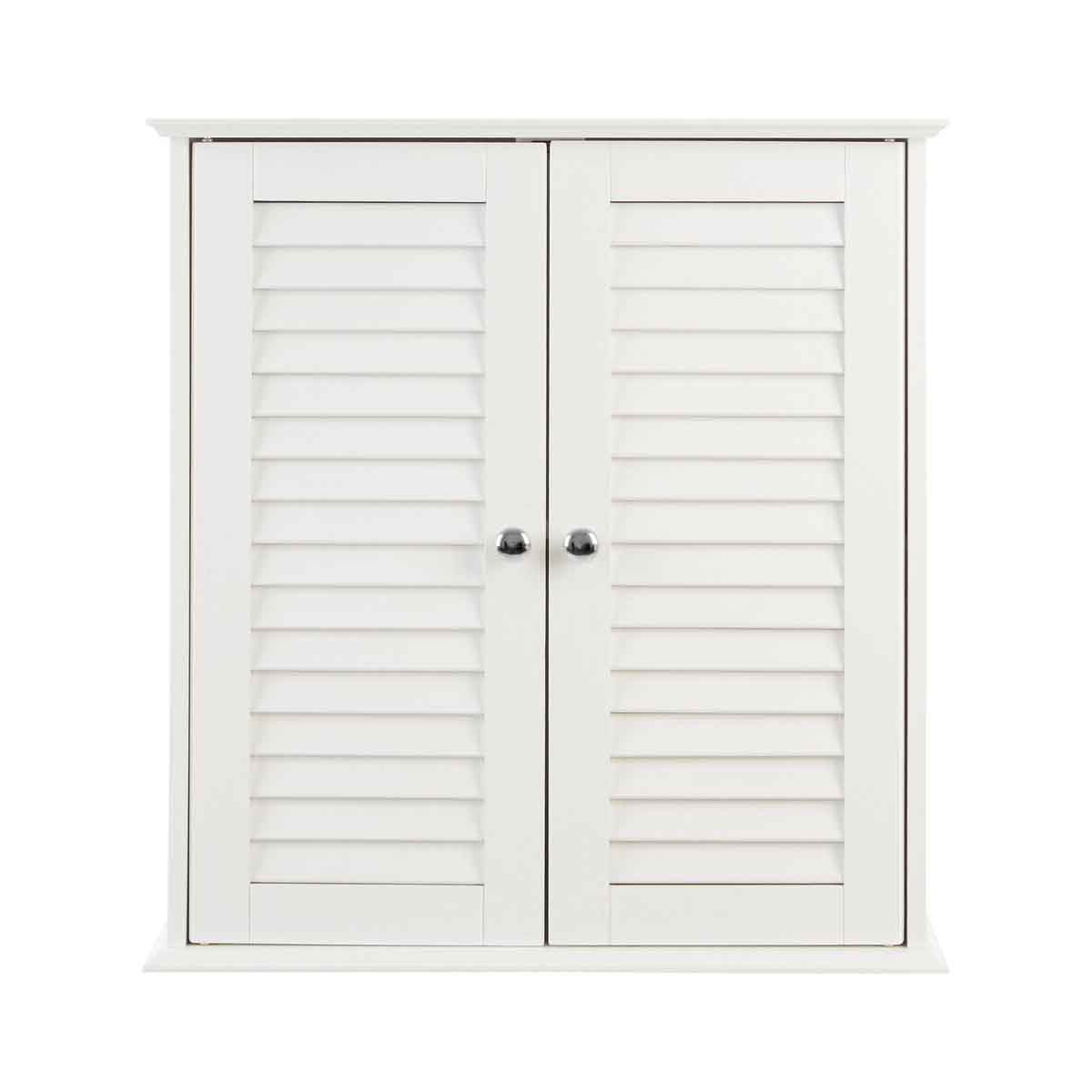 Shutter White Wood 2 Door Wall Cabinet