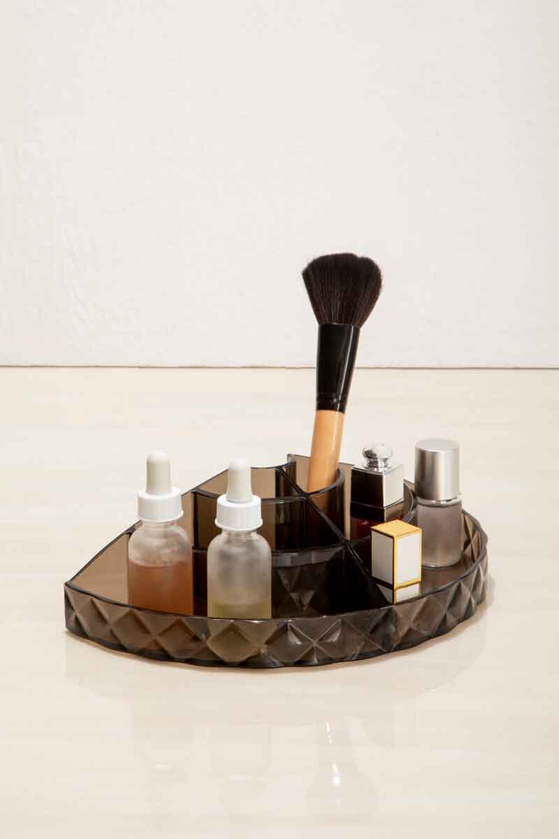 Beauty Semi Round Black Cosmetic Organiser