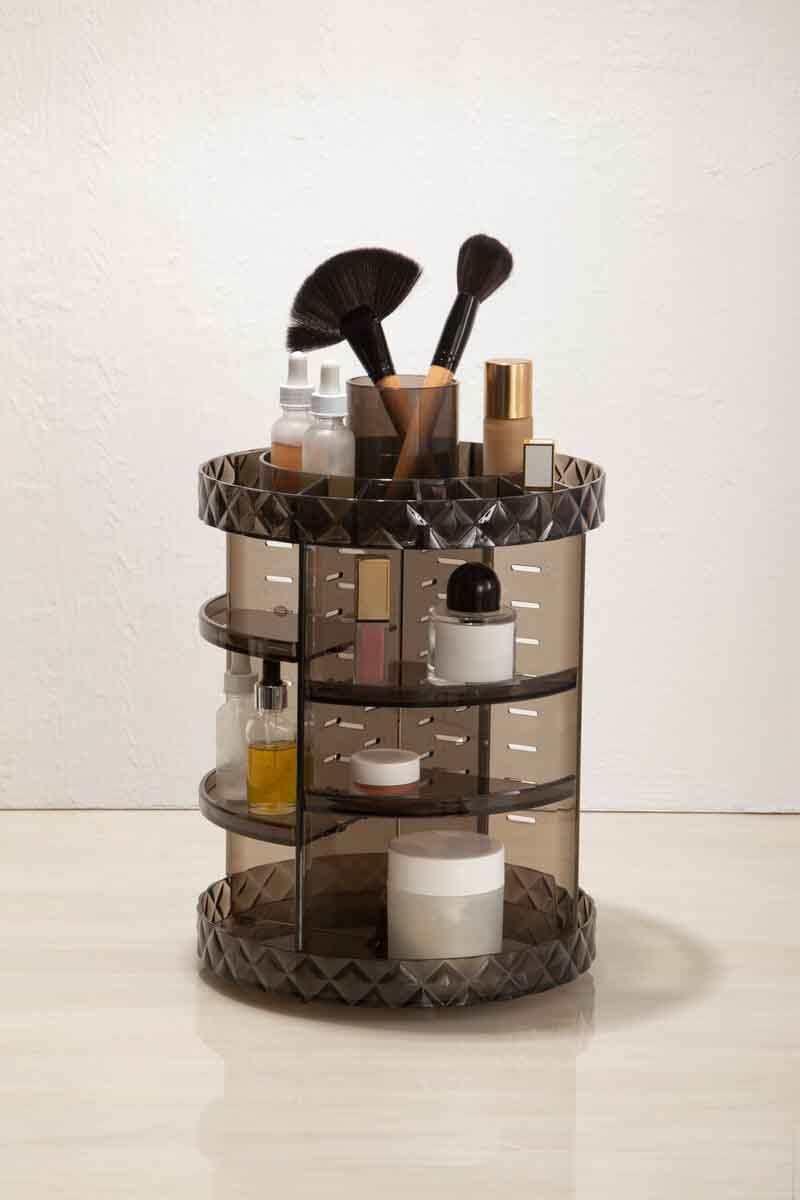 Beauty 3 Tiered Round Revolving Black Cosmetics Organiser