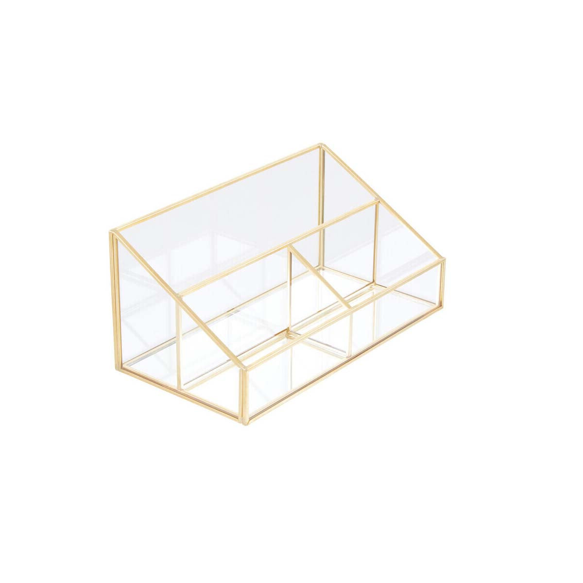 Beauty Glass Makeup Organiser with 3 Compartments