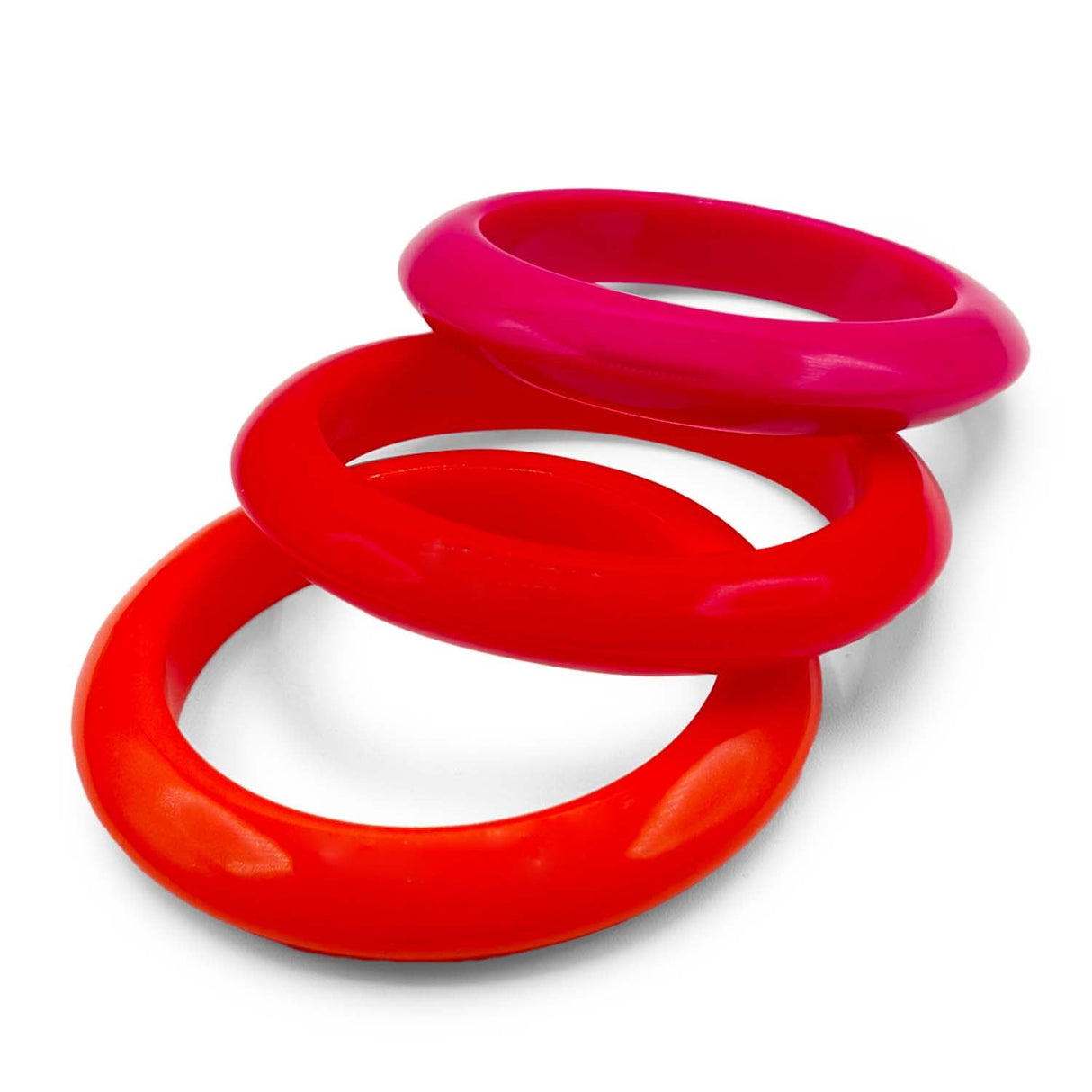 Fuschia and Orange and Bright Red Three Piece Bangle Set