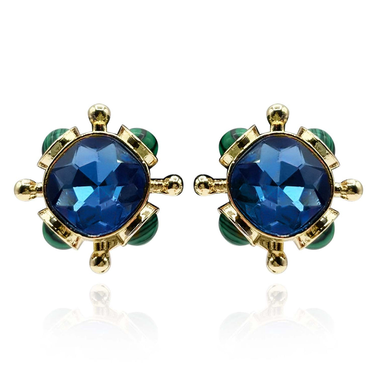 Sapphire and Malachite Sputnik Earrings