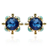 Sapphire and Blue Chalcedony Sputnik Clip on Earrings
