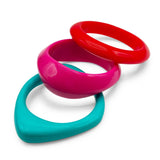 Turquoise and Fuschia and Orange Three Piece Resin Bangle Set