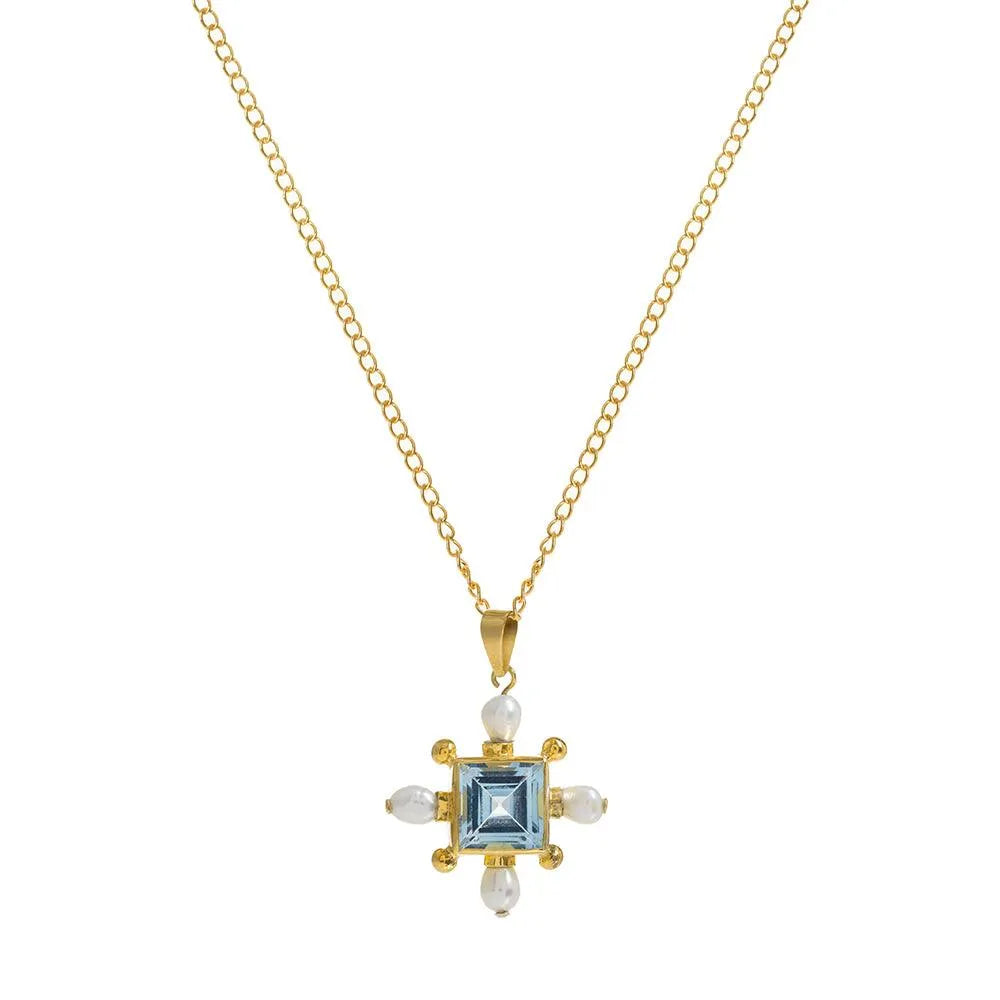 Blue Topaz Cross Necklace