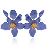 Blue Purple Floral Resin Drop Earrings