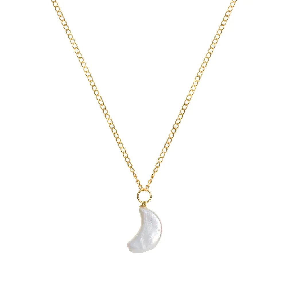 Moon Pearl Necklace Gold Plated