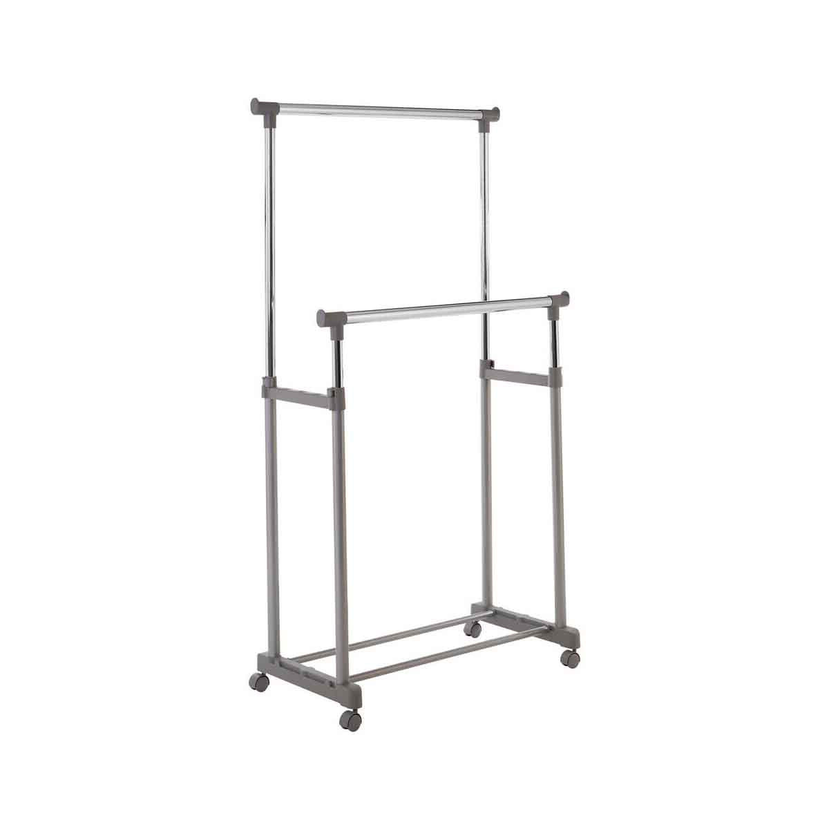 Ralesi Grey and Chrome Finish Double Clothes Hanging Rail With Wheels