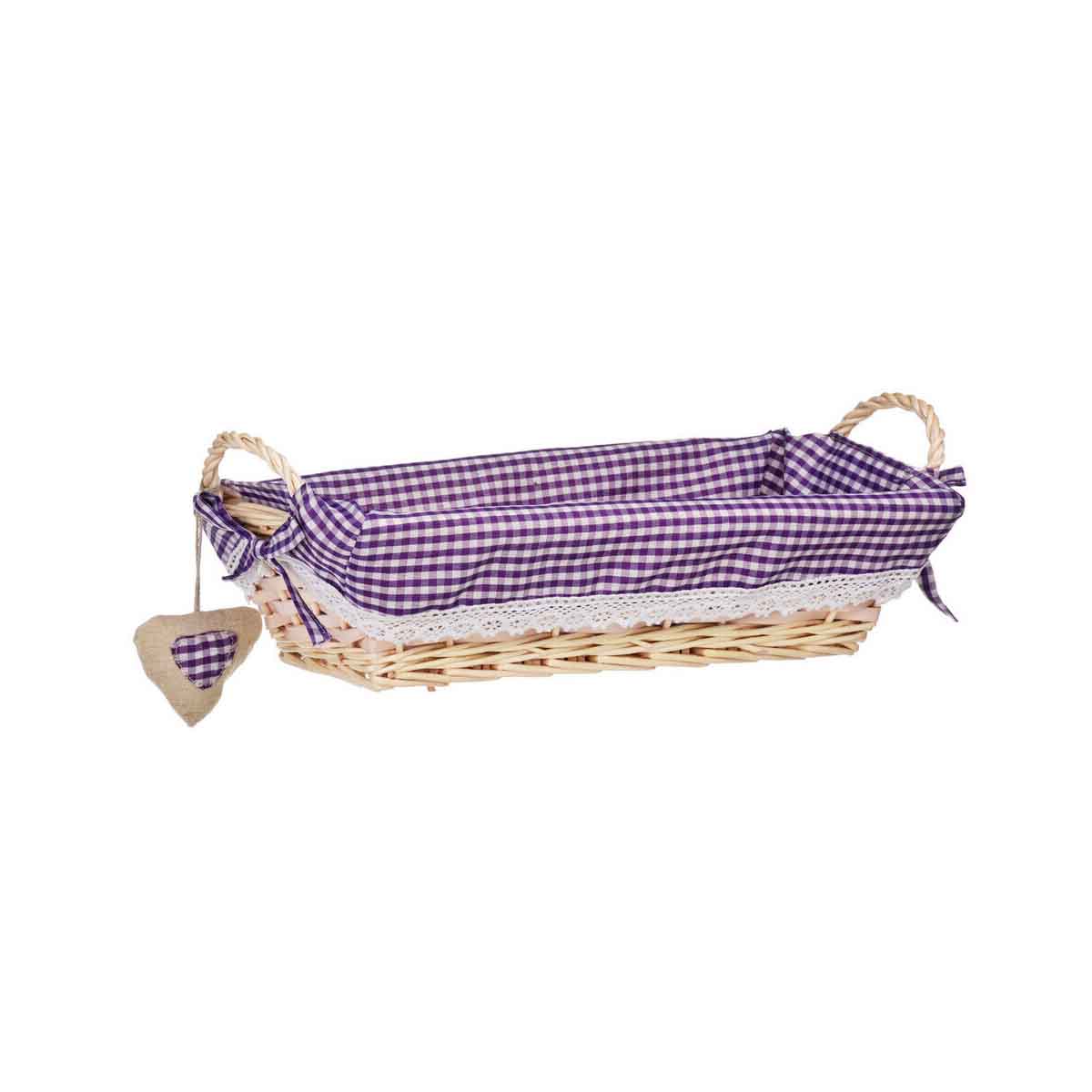Purple Gingham Lining Large Rectangle Willow Basket