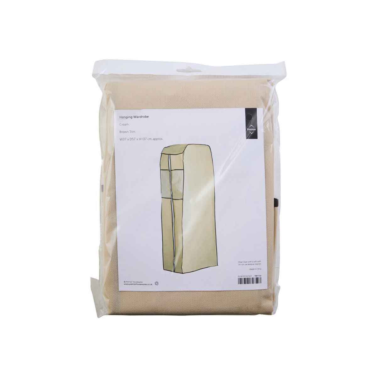 Cream Polyester Covered Hanging Wardrobe