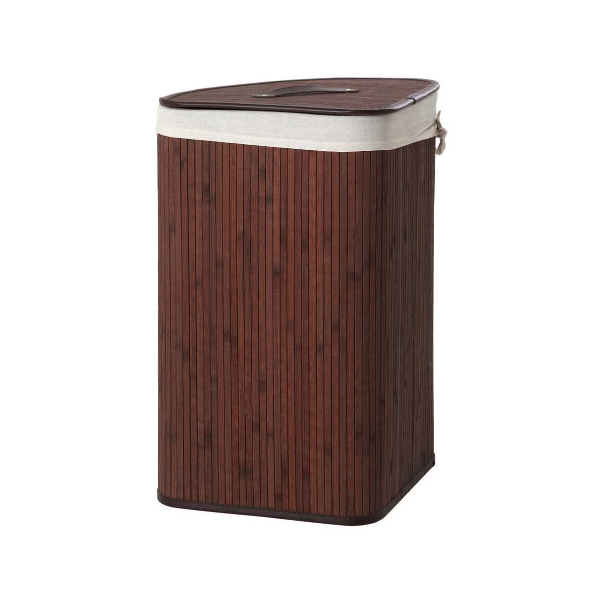 Kankyo Dark Brown Bamboo Corner Laundry Hamper