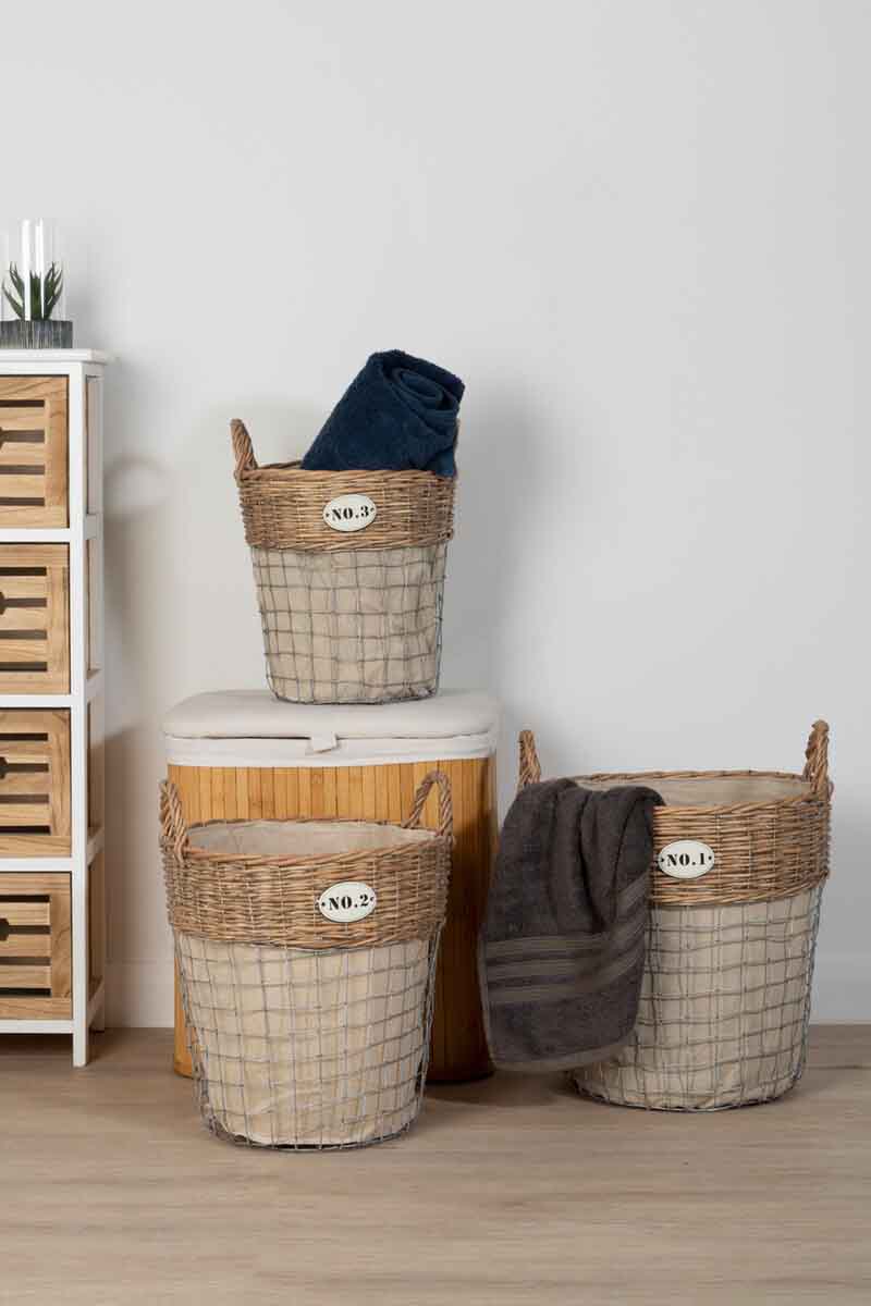 Set Of Three Lida Round Laundry Baskets