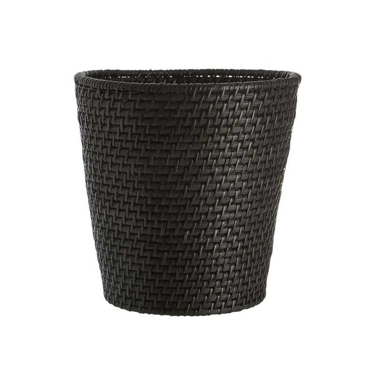 Lidi Black Rattan Waste Basket