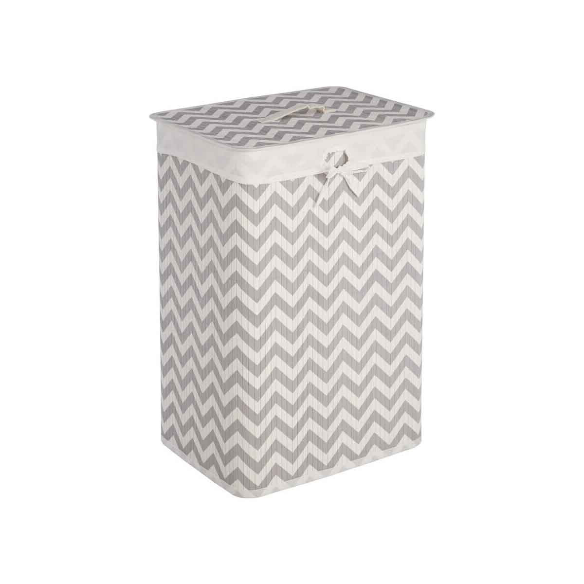 Kankyo White And Grey Chevron Laundry Hamper