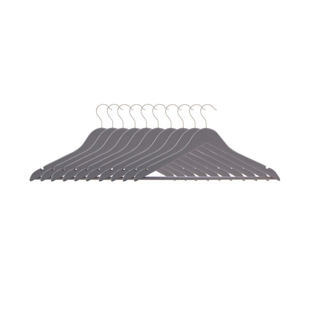Set Of Ten Matte Grey Clothes Hangers