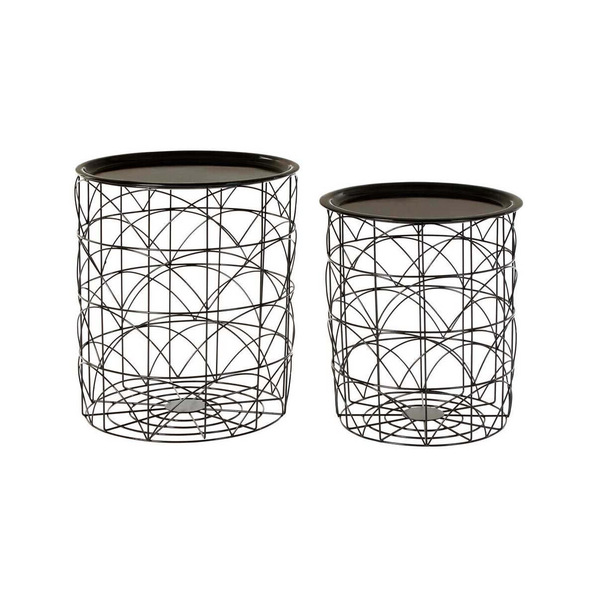 Hege Set Of 2 Black Wire Basket Tables