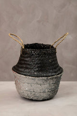 Black And Silver Small Seagrass Basket