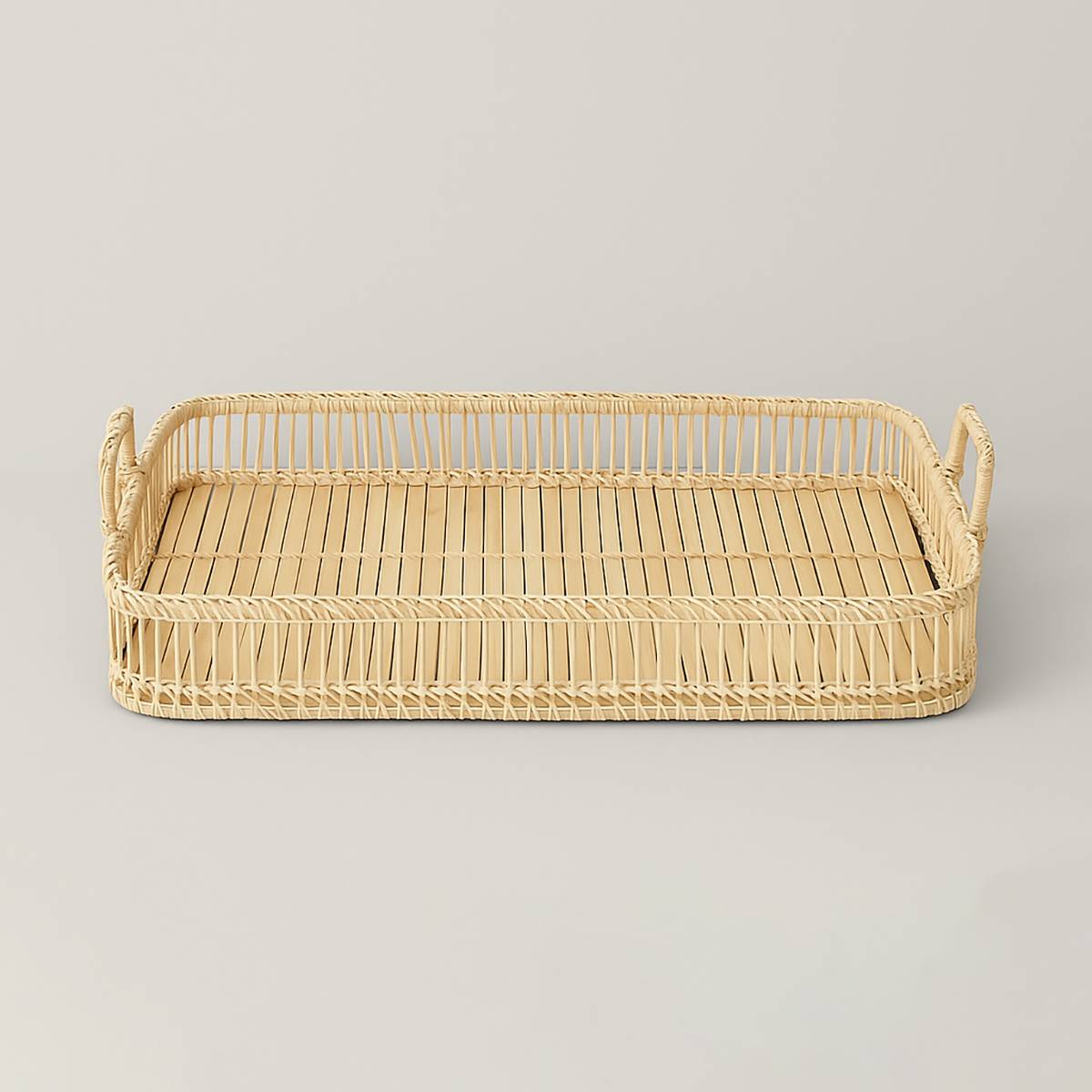 Rustic Rattan/Bamboo Natural Rectangular