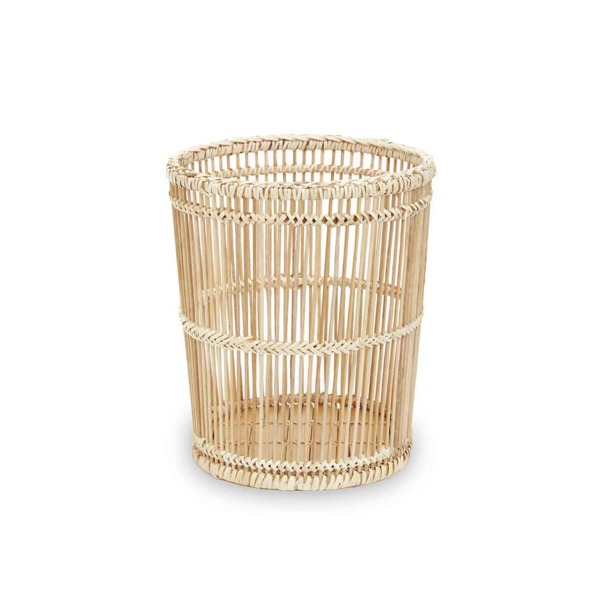 Rustc Natural Rattan And Bamboo Waste Bin
