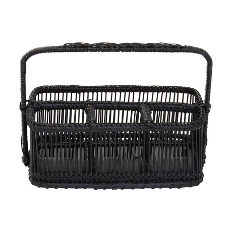 Rustc Black Rattan And Bamboo Caddy Bask
