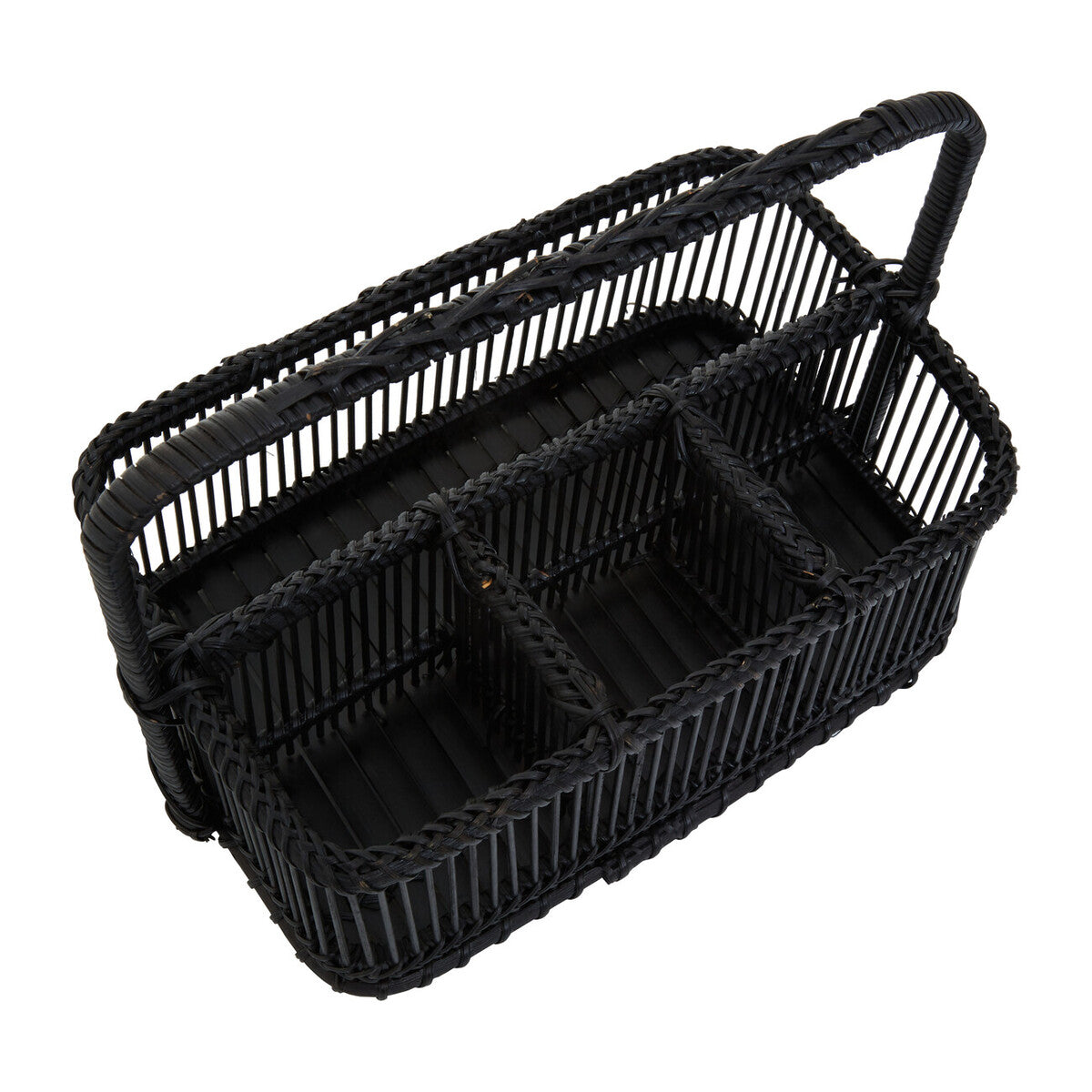 Rustc Black Rattan And Bamboo Caddy Bask