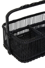 Rustc Black Rattan And Bamboo Caddy Bask