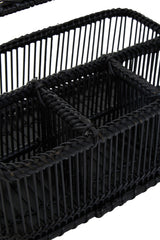 Rustc Black Rattan And Bamboo Caddy Bask