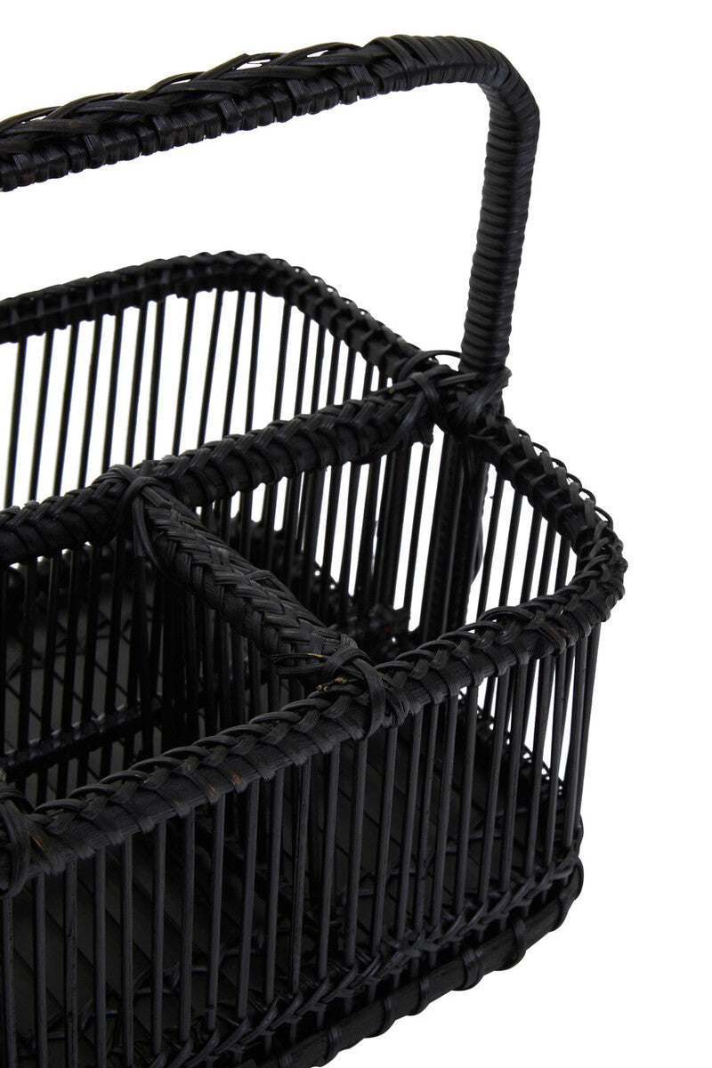Rustc Black Rattan And Bamboo Caddy Bask