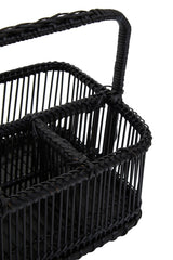 Rustc Black Rattan And Bamboo Caddy Bask