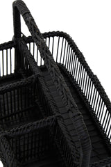 Rustc Black Rattan And Bamboo Caddy Bask