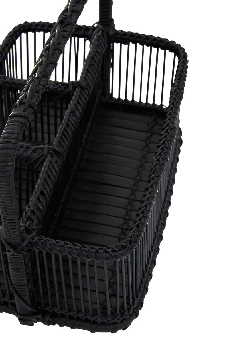 Rustc Black Rattan And Bamboo Caddy Bask