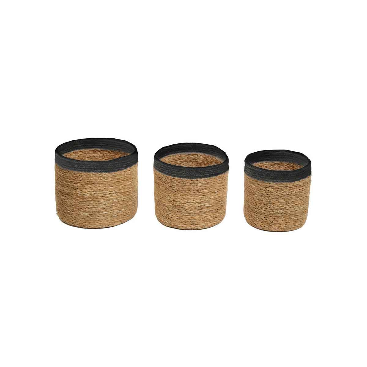 Lidi Set Of Three Natural And Black Baskets