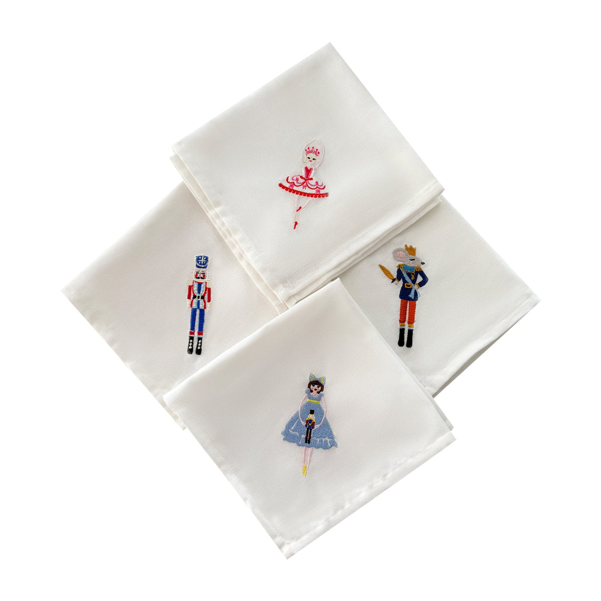 Christmas Nutcracker Embroidered Napkins | Set 4
