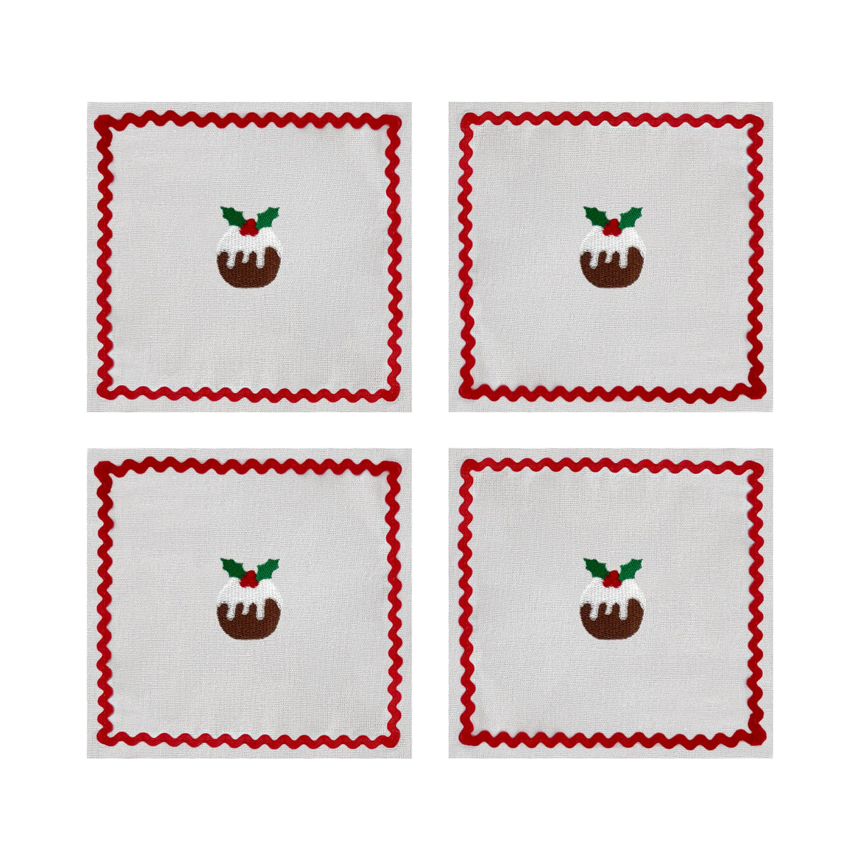 Christmas Puddings Cocktail Napkins | Set of 4