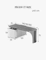 Abdi Corner Office Desk With Storage, Sintered Stone