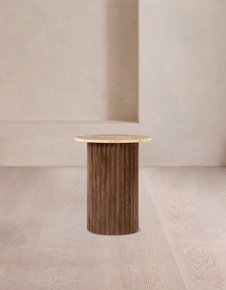 Sweeney Round Side Table, Travertine