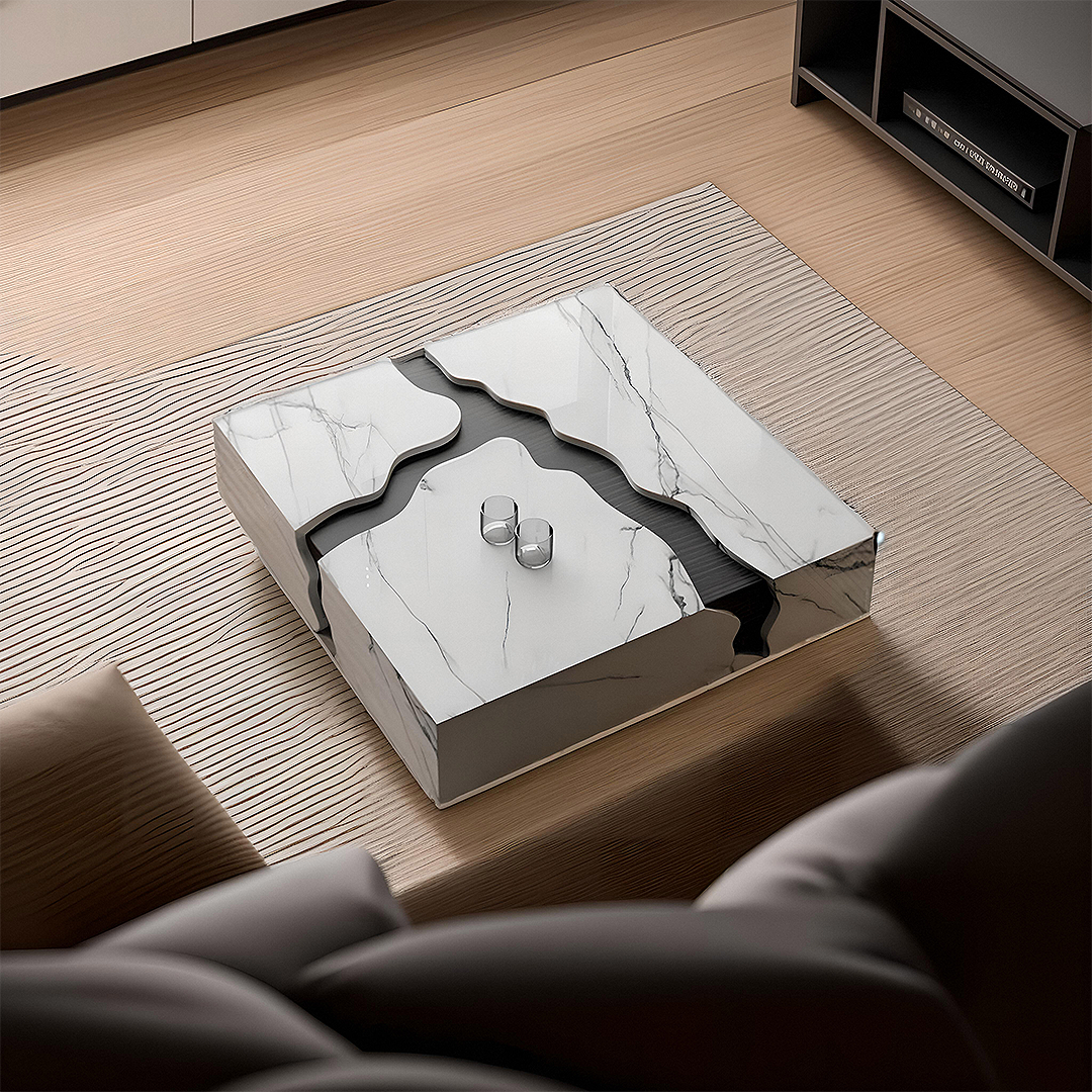 Aesop Low Coffee Table, Square Marble