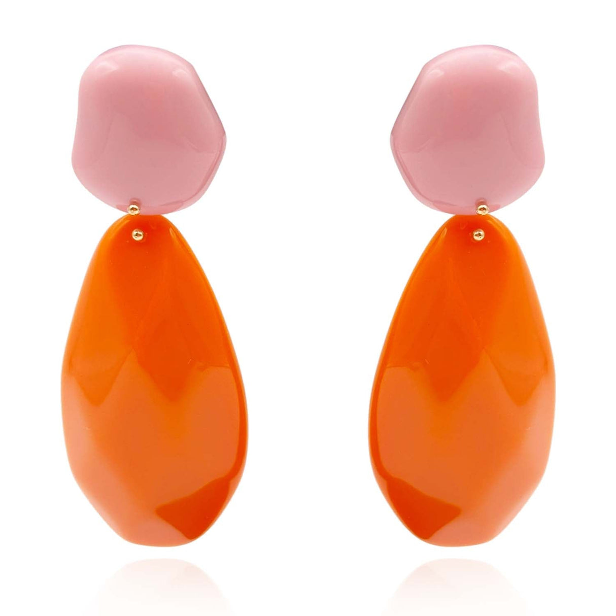 Pink and Orange Pebble Resin Earrings