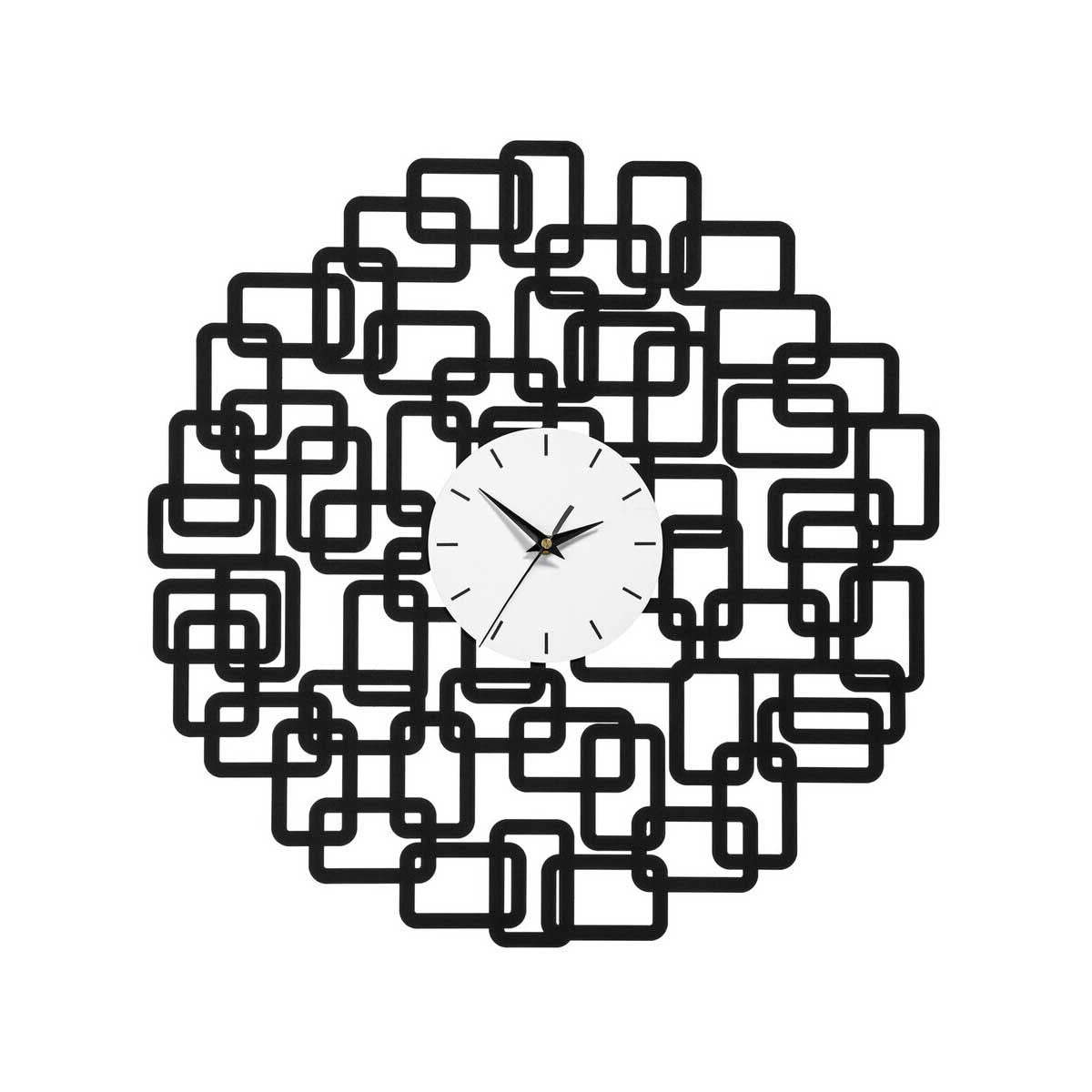 Futura Black Iron Squares Design Wall Clock